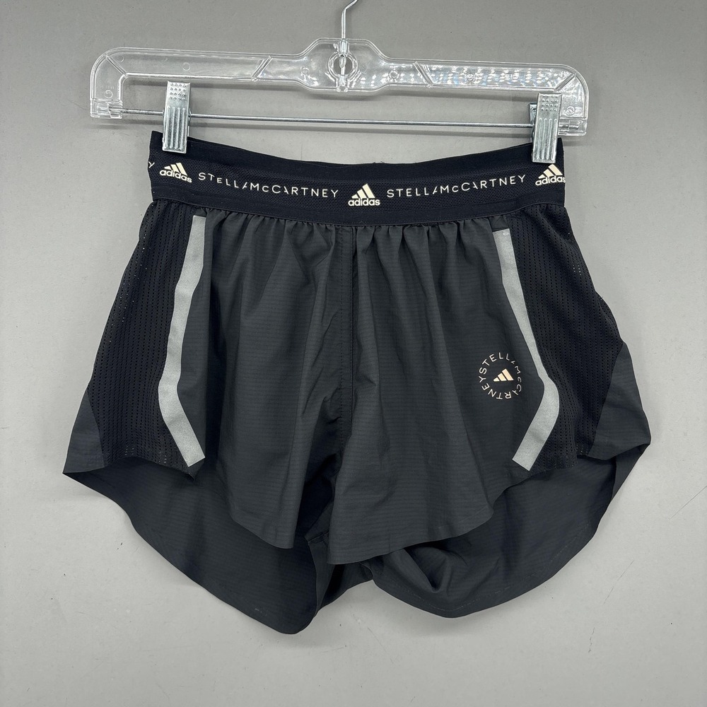 Adidas Stella McCartney Shorts Womens 2XS Black Mesh‎ Lined Running Reflective
